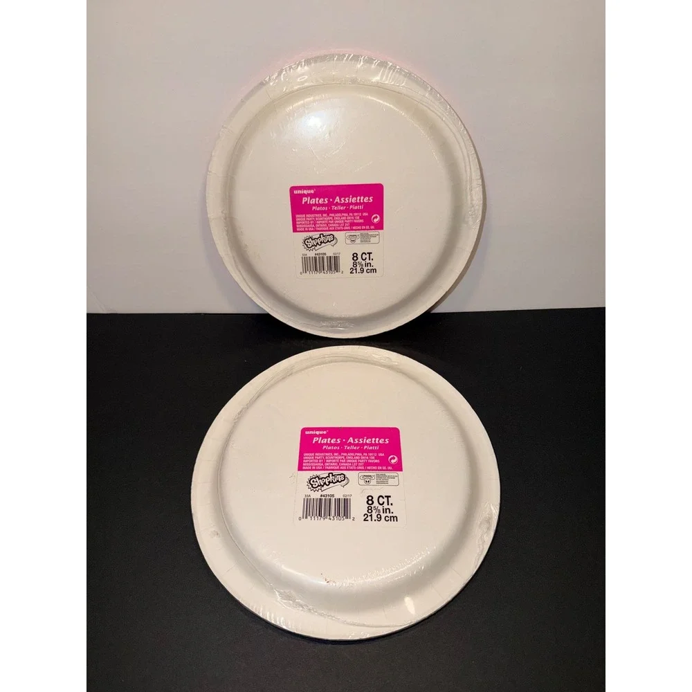 2 Shopkins Party Plates 16‎ Count 8.625 Inch Pink Birthday Unique Industries
